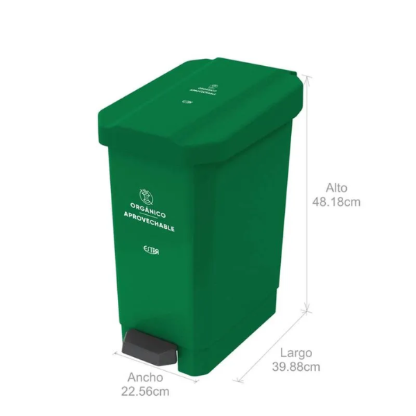 Papelera de pedal verde 22 lt organicos Estrabins
