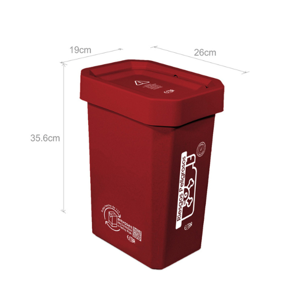 Papelera roja de 10 lts residuos peligrosos Ecobins